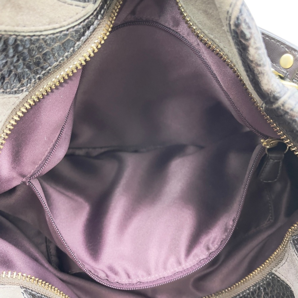 Coach Brooke Suede Large Hobo Bag Inlaid C Chocolate Brown Slouchy Retro 14340 - Picture 15 of 16